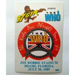 The Who Backstage Pass Original 1989 The Kids Are Alright Tour 25th Anniversary